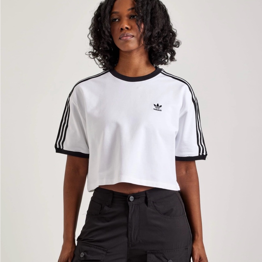 Adidas Women's Black and White Crop Top